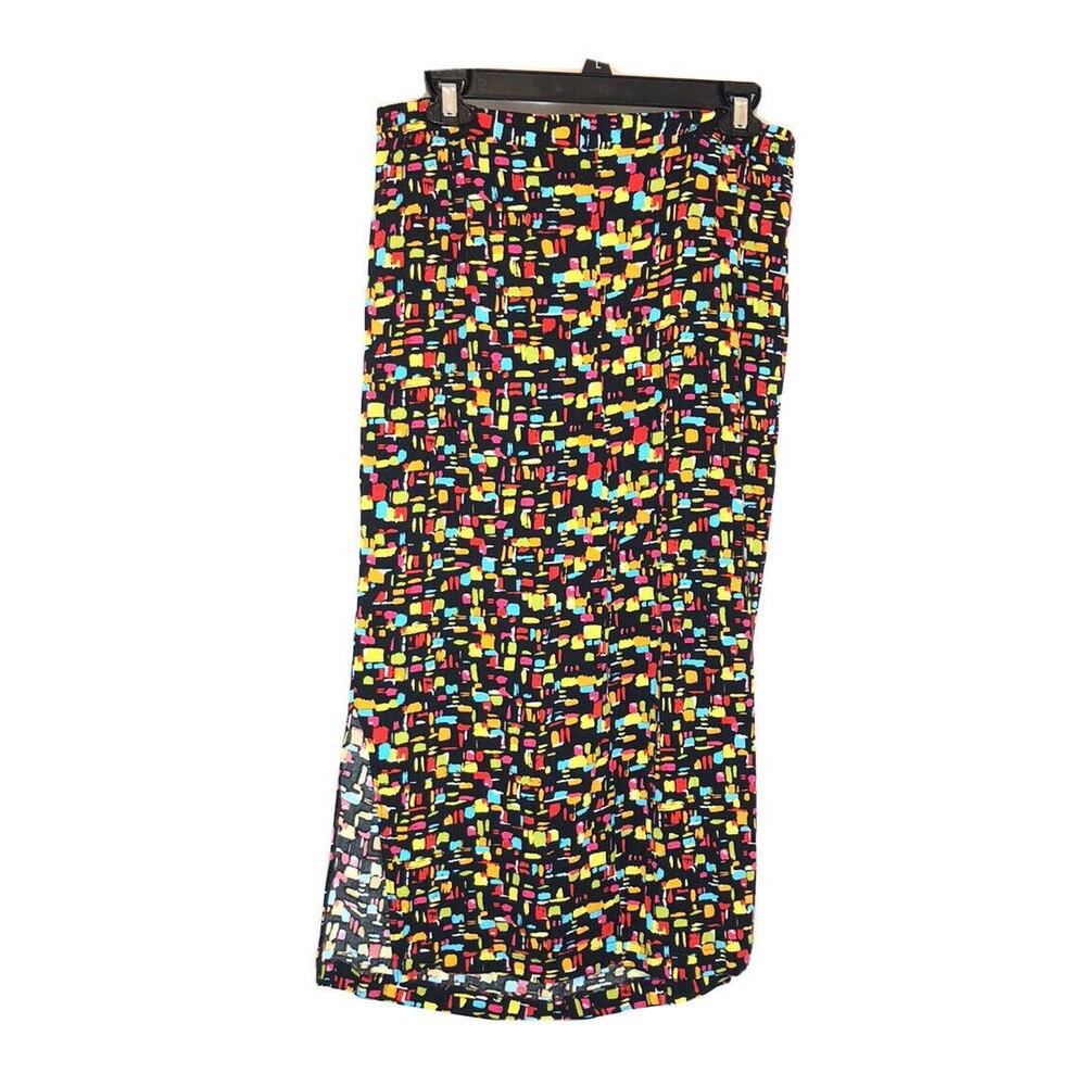 Koret Women’s Long Multi-colored Skirt Teacher Sz L Long Rayon Geometric Print